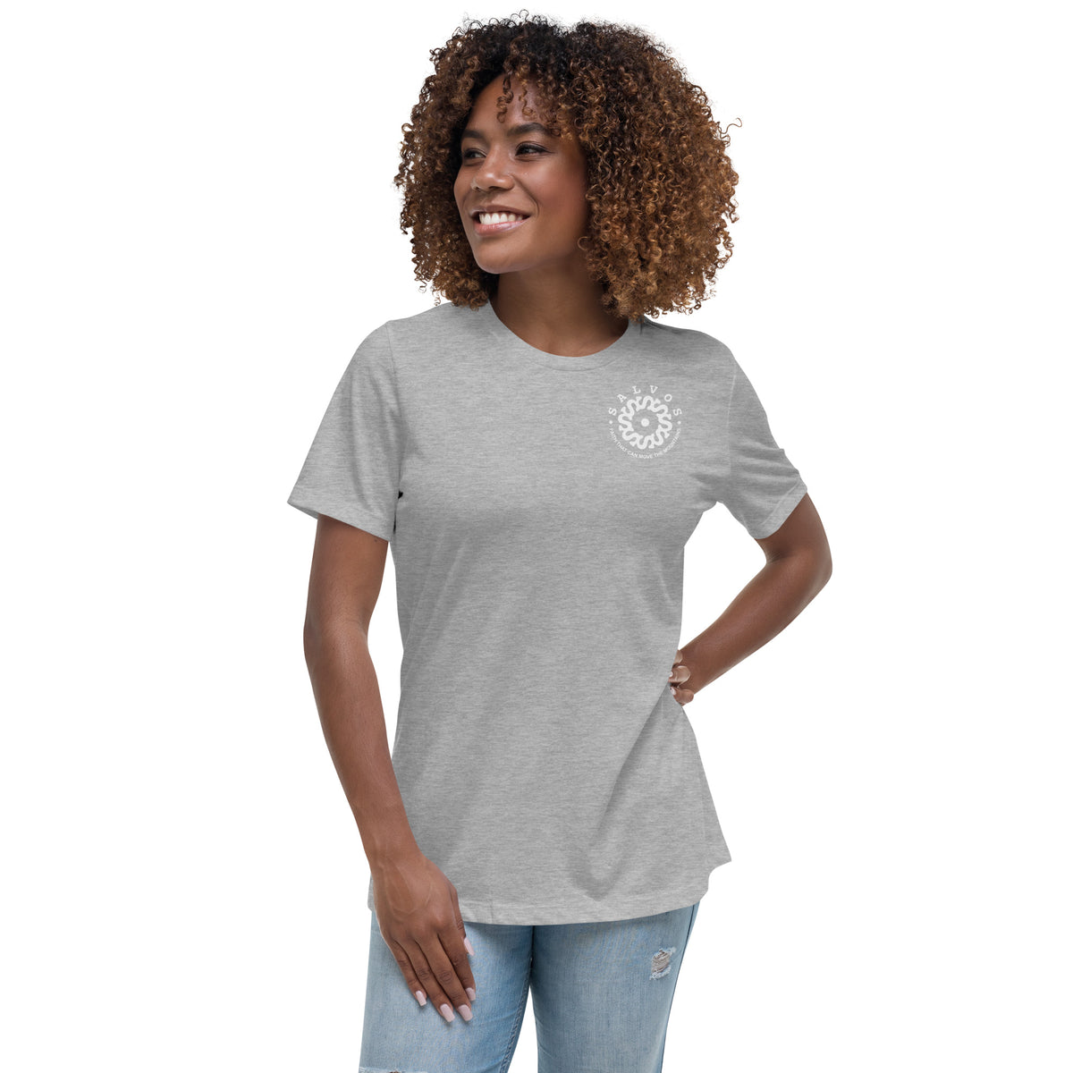 SALVOS FLOWER IN ATHLETIC HEATHER WOMEN RELAXED TEE – salvosapparel