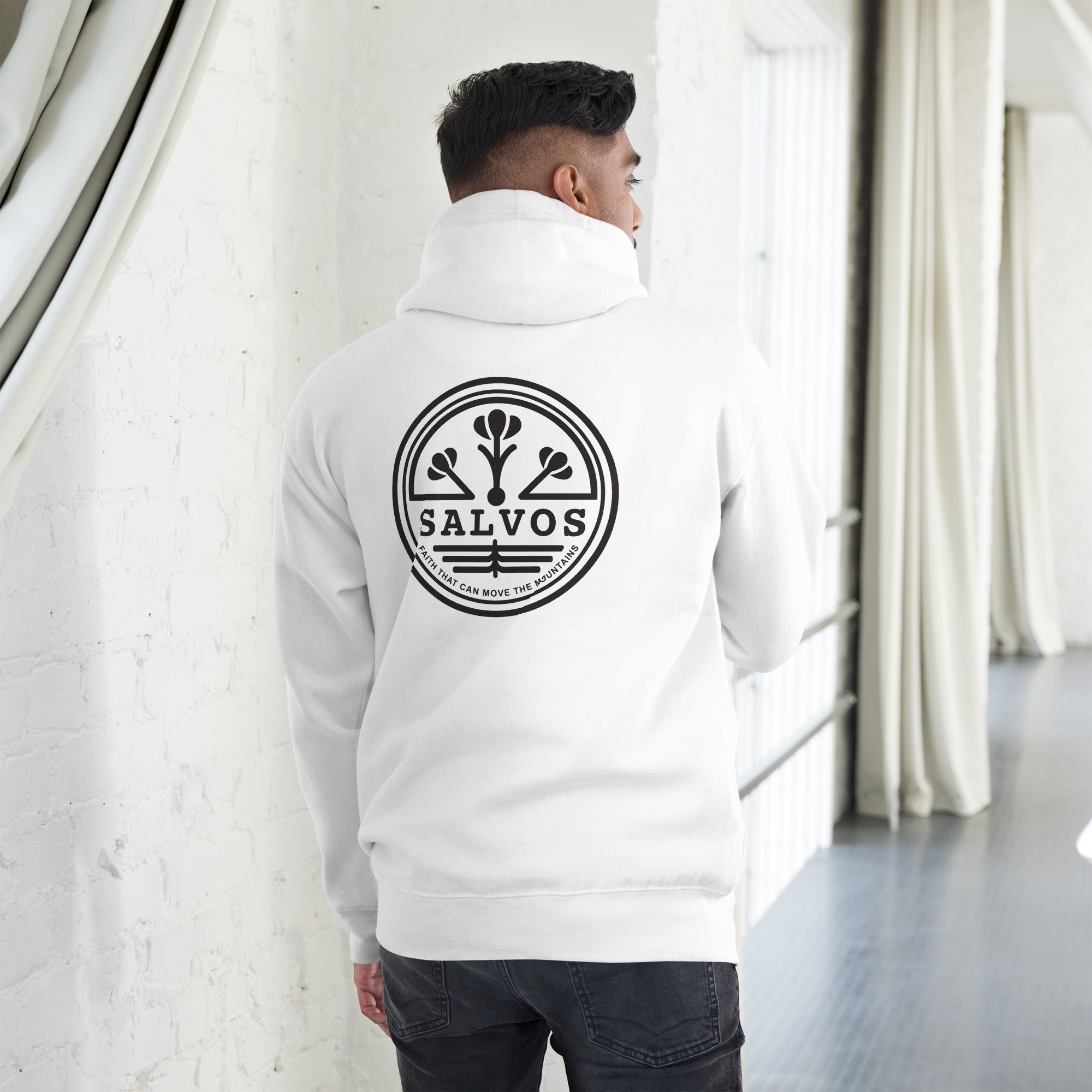 SALVOS LOGO IN WHITE MEN HOODIE