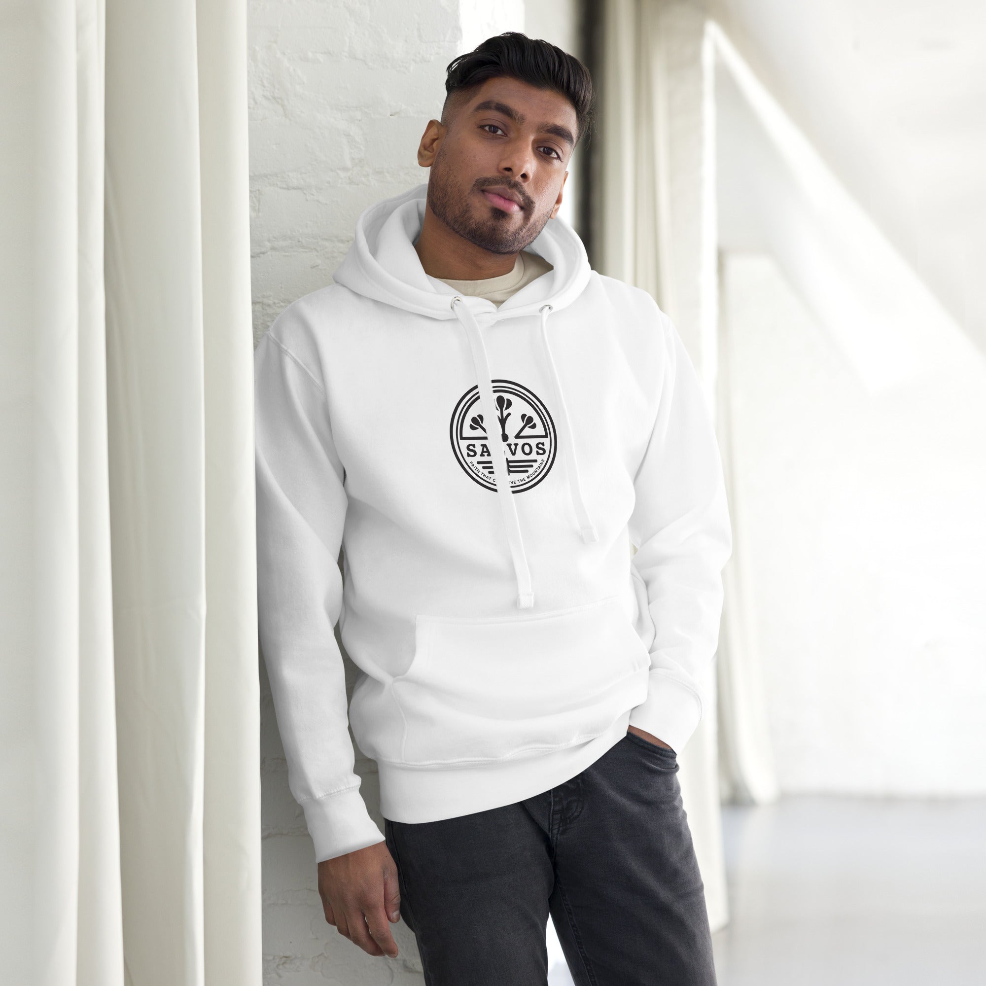 SALVOS LOGO IN WHITE MEN HOODIE